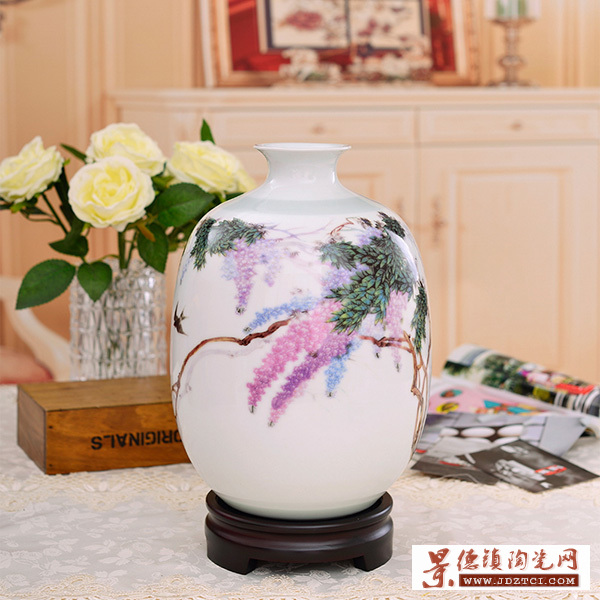 景德鎮(zhèn)陶瓷花瓶擺件工藝品書房玄關擺設 萬紫千紅瓷瓶瓷器